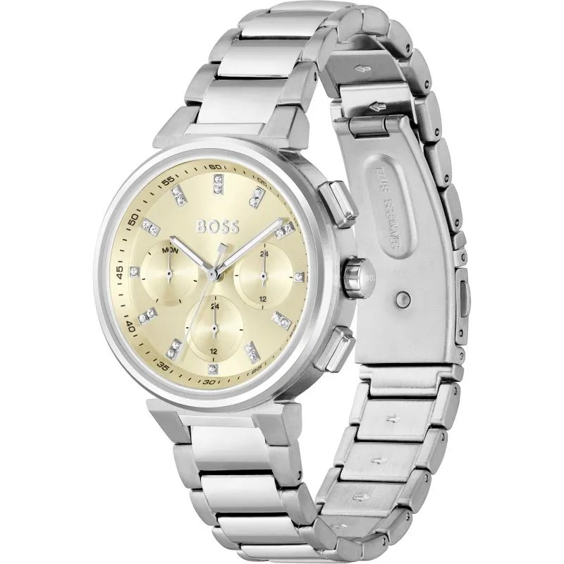 Boss Watches Ladies Stainless Steel Crystal Set Watch 1502676