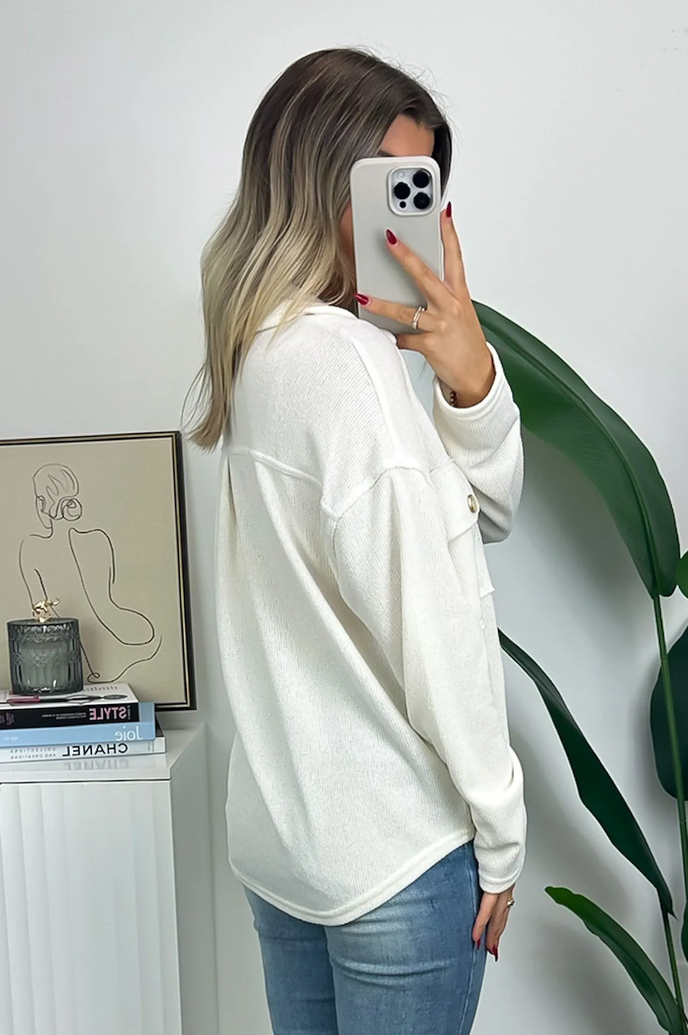Cardonah V-Neck Tab Button Top - FINAL SALE