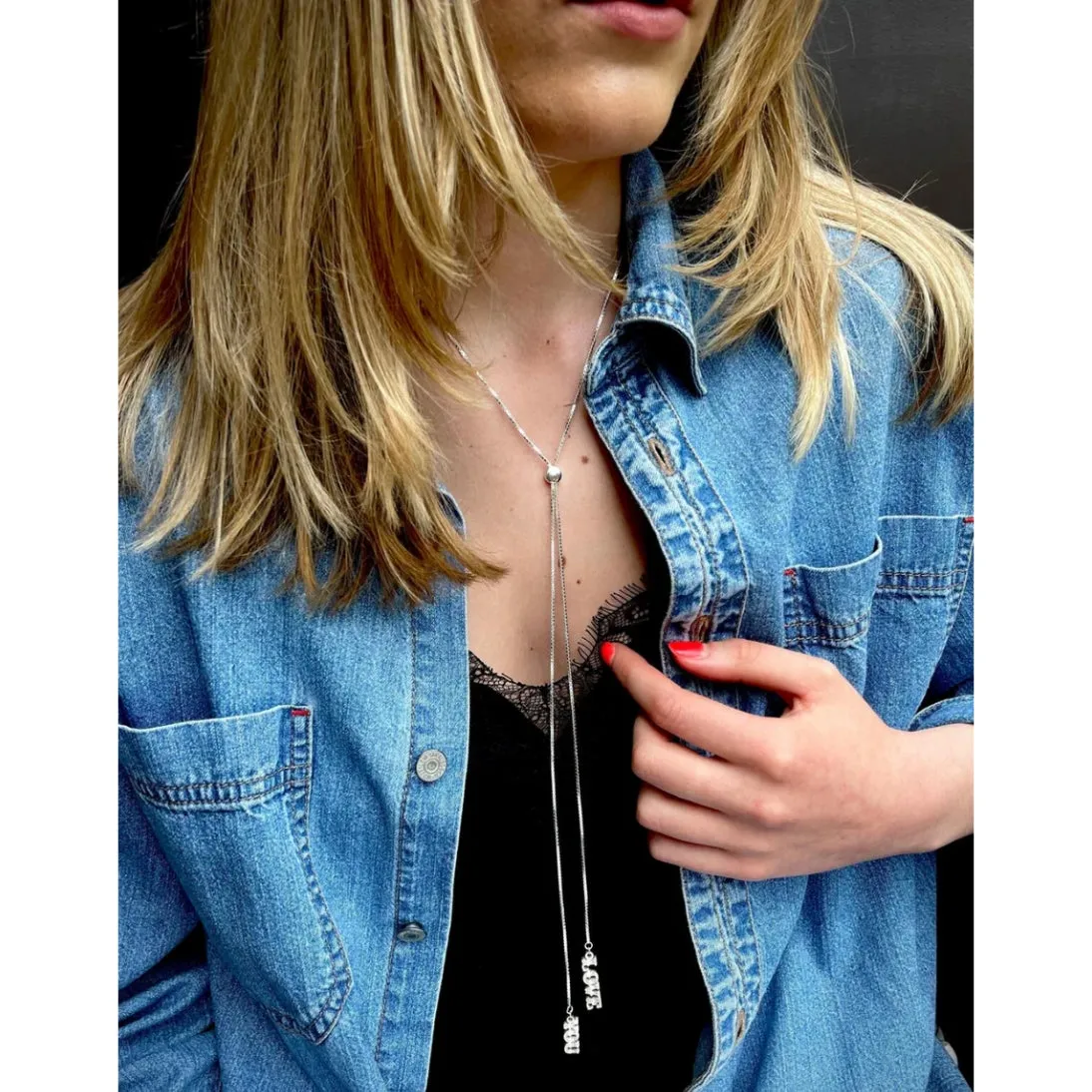 Carter Gore Love You Slider Necklace Sterling Silver