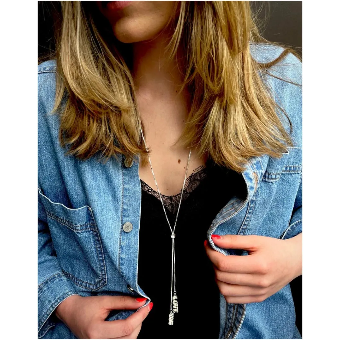 Carter Gore Love You Slider Necklace Sterling Silver