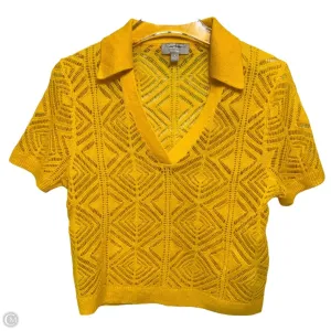 Cashmere Lace Pointelle Sweater-polo By J. Crew In Warm Sunflower, Size: M