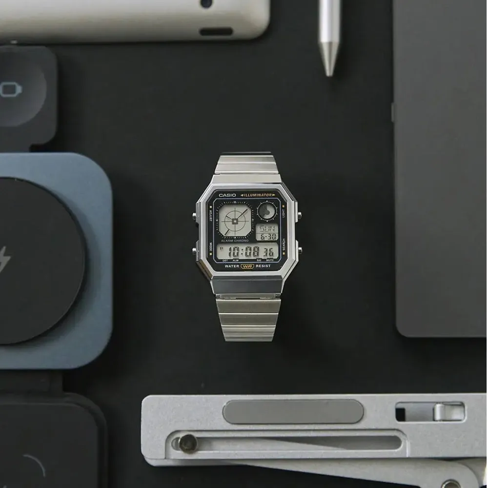 Casio Vintage Collection Analogue Digital Watch Silver A130WE-1AEF