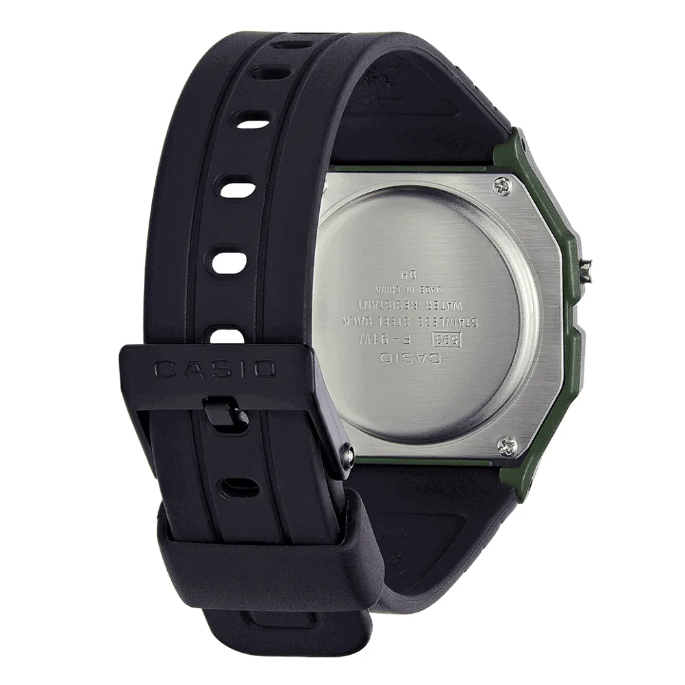 Casio Vintage Collection Digital Watch Green Case F-91WM-3AEF