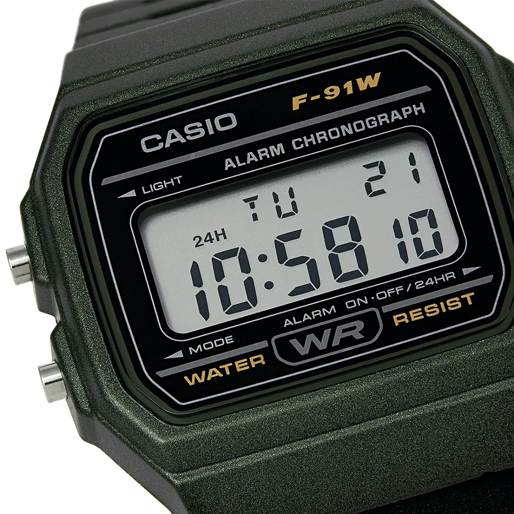 Casio Vintage Collection Digital Watch Green Case F-91WM-3AEF