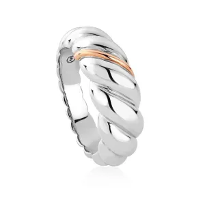Clogau Silver and Rose Lovers Twist Ring 3SLTW0655