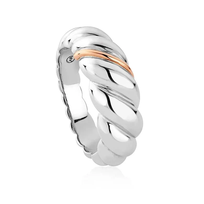 Clogau Silver and Rose Lovers Twist Ring 3SLTW0655