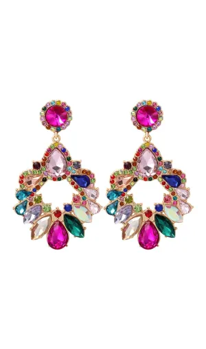 COLORFUL CRYSTAL CHANDELIER DROP EARRINGS Gloria Lanvin