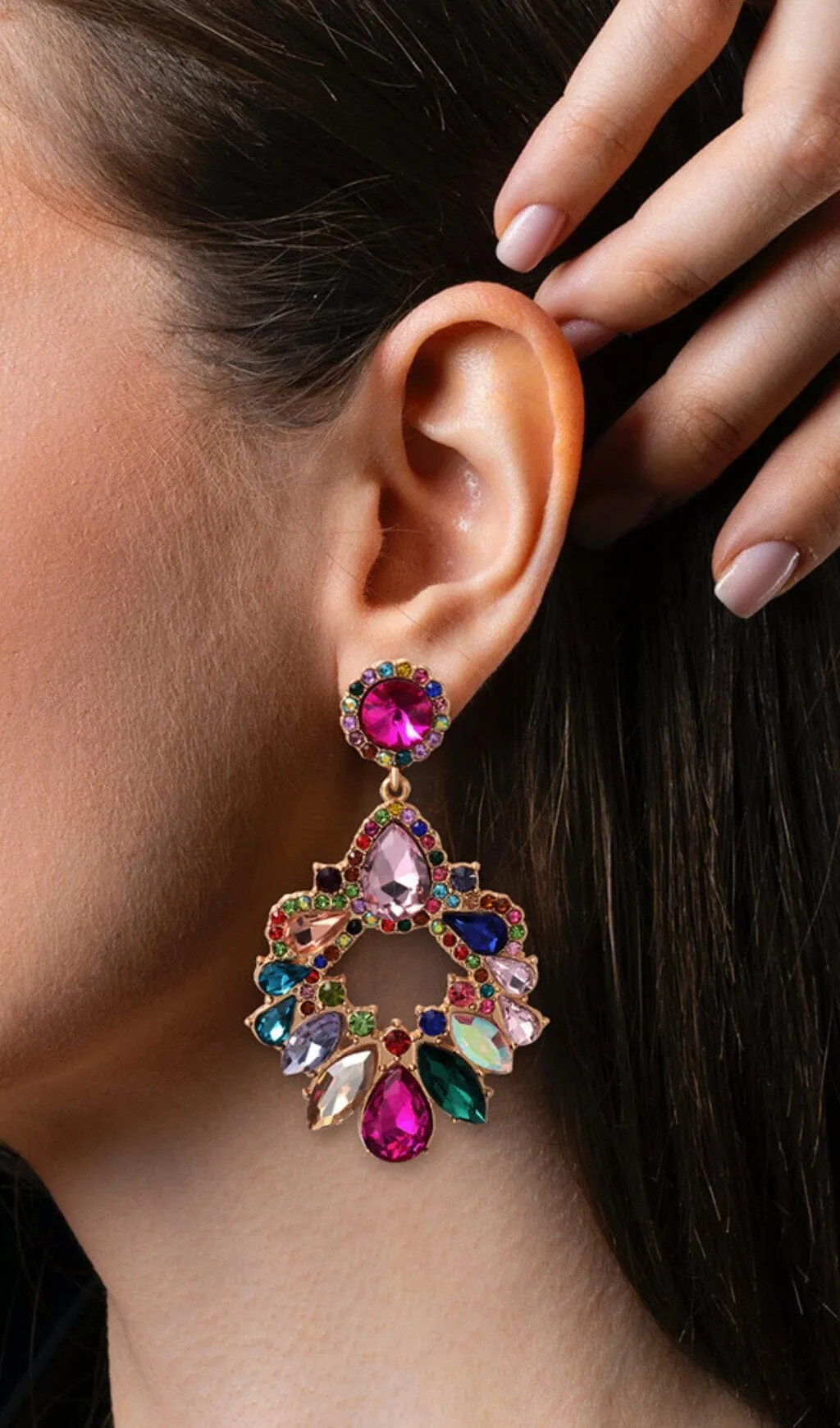 COLORFUL CRYSTAL CHANDELIER DROP EARRINGS Gloria Lanvin