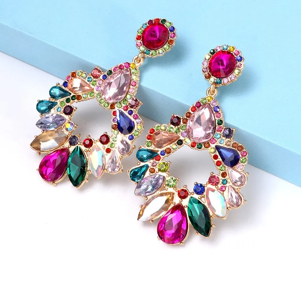 COLORFUL CRYSTAL CHANDELIER DROP EARRINGS Gloria Lanvin