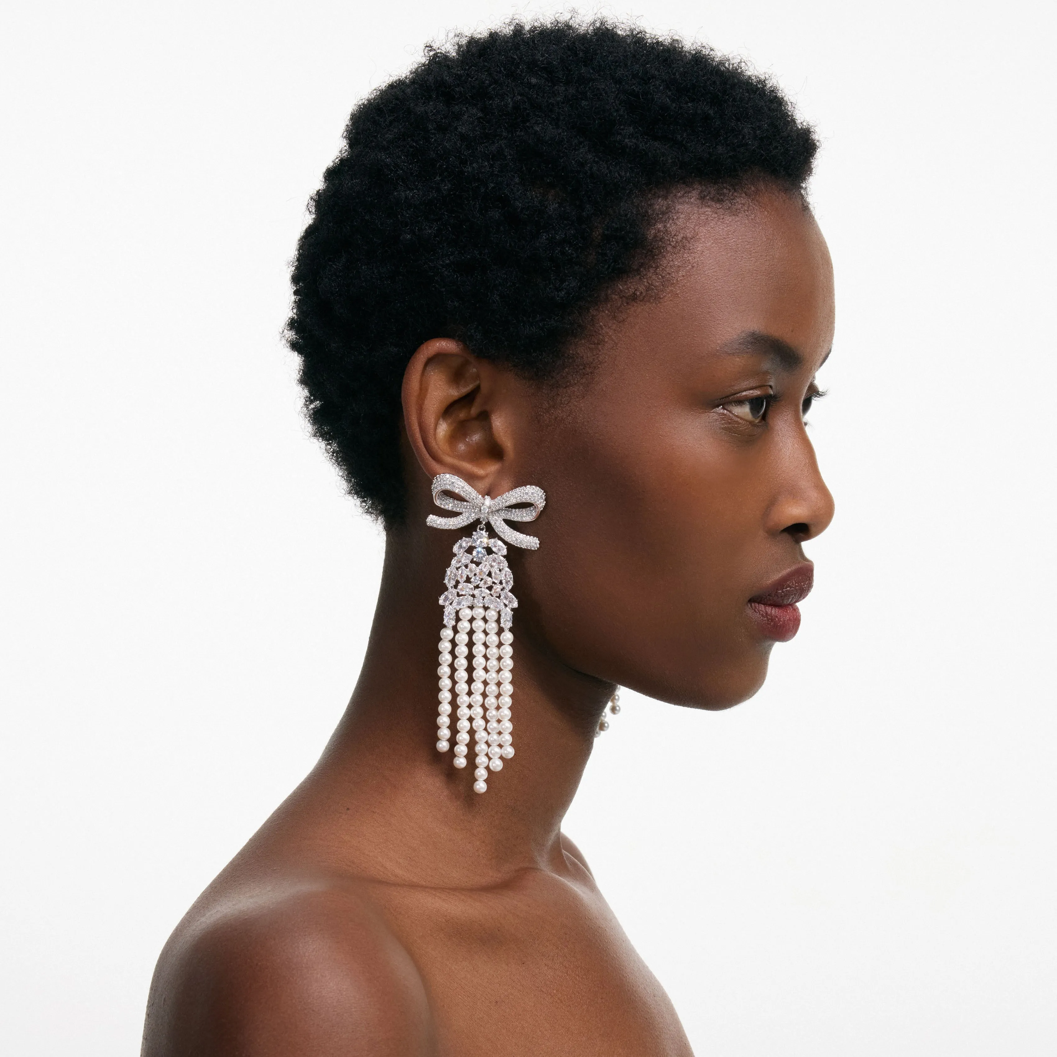 Crystal Bow Pearl Droplet Earrings Self Portrait