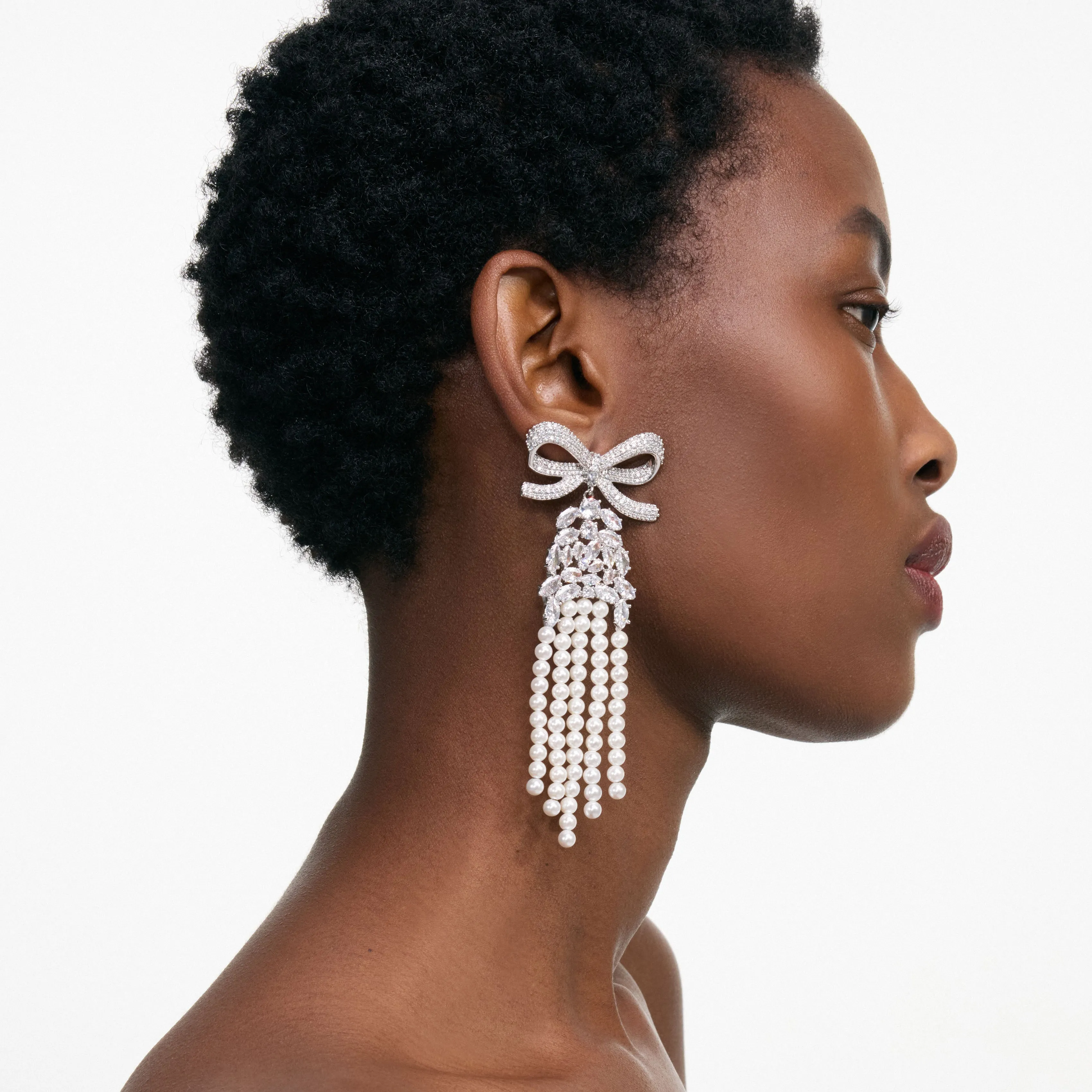 Crystal Bow Pearl Droplet Earrings Self Portrait