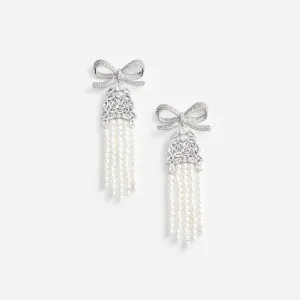 Crystal Bow Pearl Droplet Earrings Self Portrait