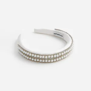 Crystal Pearl Satin Headband Self Portrait