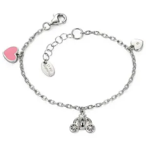 D for Diamond Sterling Silver Princess Carriage Girls Bracelet B4782