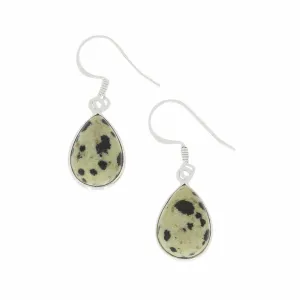 Dalmatian Jasper Sterling Silver Pear Shape Drop Earrings