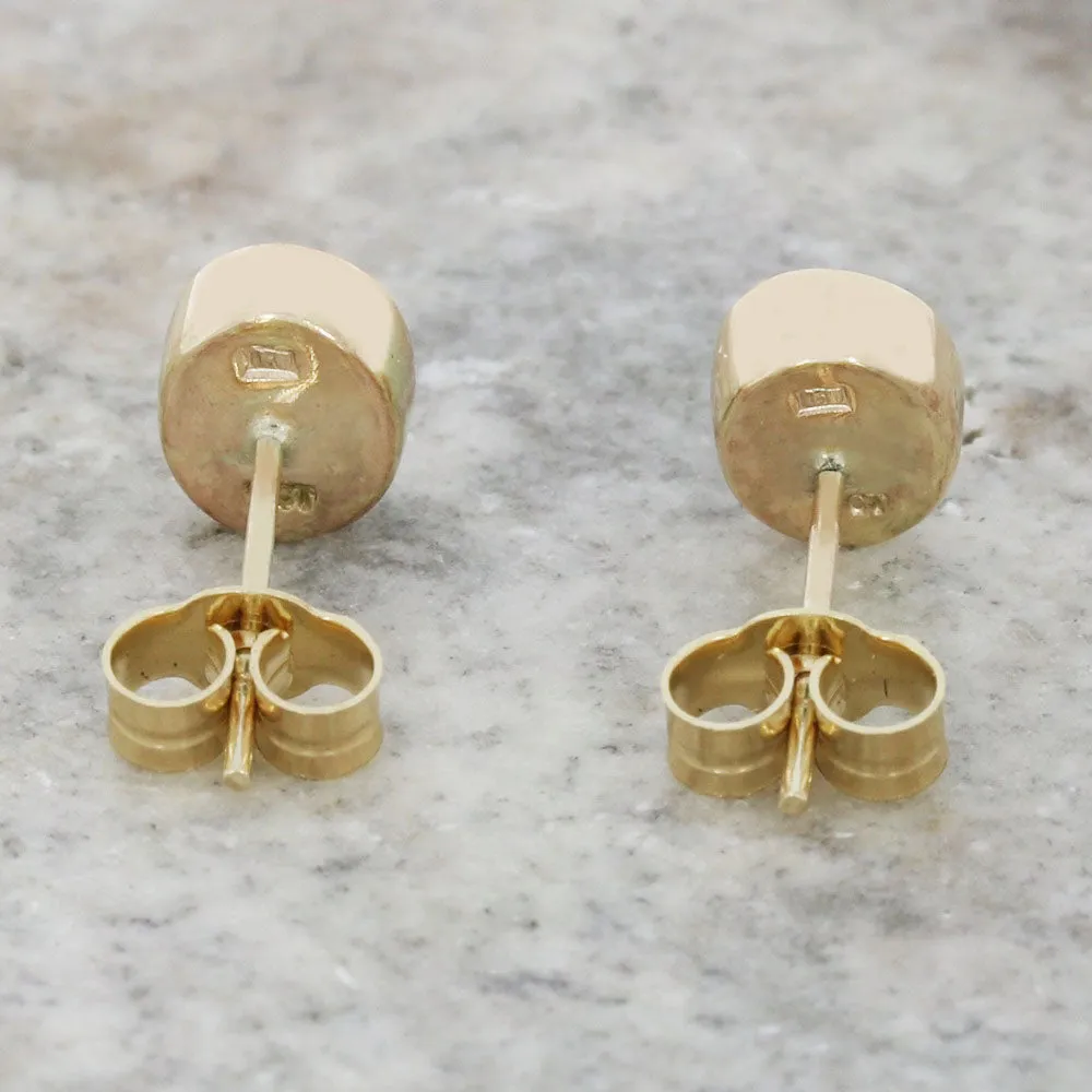 Derbyshire Blue John 9ct Yellow Gold Oval Stud Earrings