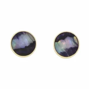 Derbyshire Blue John 9ct Yellow Gold Round Stud Earrings
