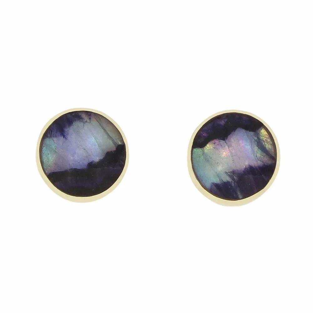 Derbyshire Blue John 9ct Yellow Gold Round Stud Earrings