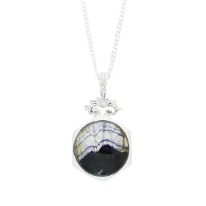 Derbyshire Blue John and Labradorite Medium Sterling Silver Pendant and Chain