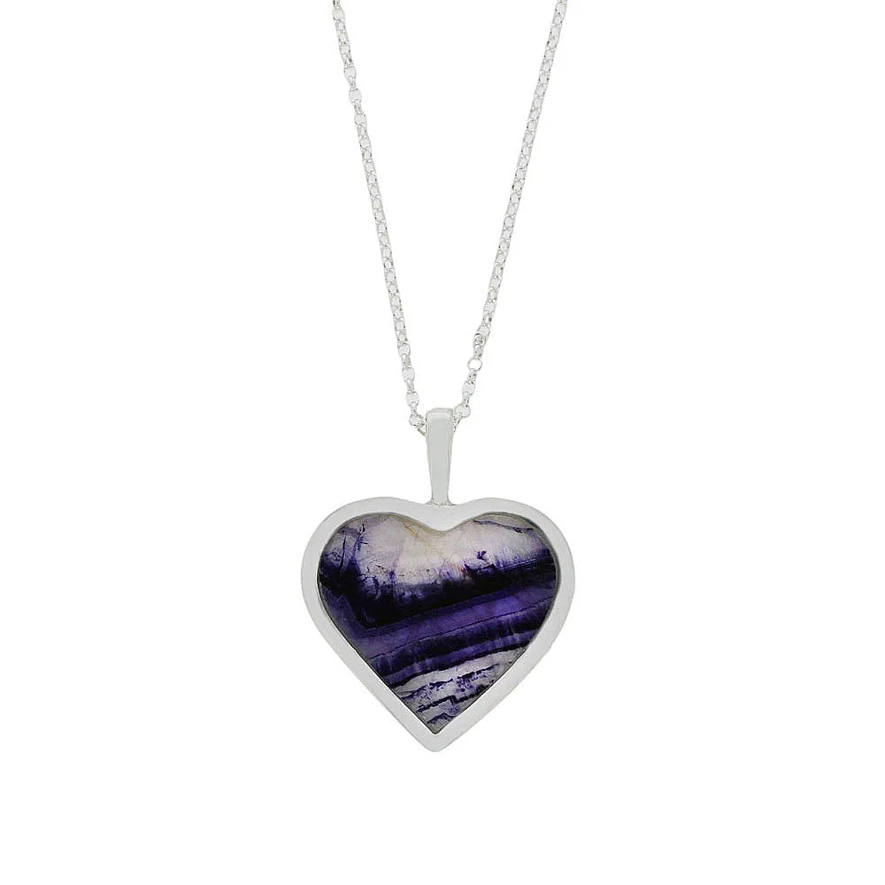 Derbyshire Blue John Heart Pendant And Chain