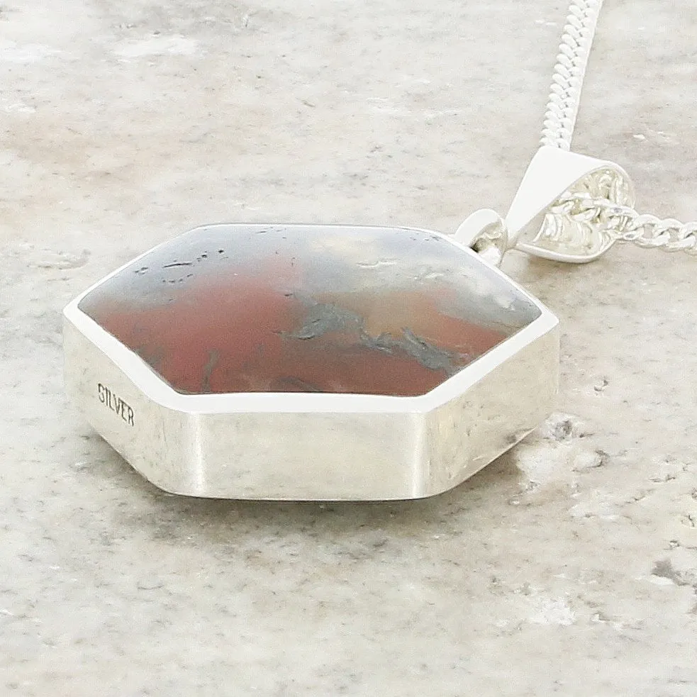 Derbyshire Blue John Hexagonal Reversible Pendant And Chain
