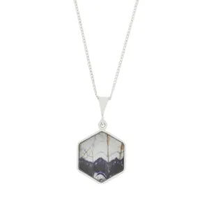 Derbyshire Blue John Hexagonal Reversible Pendant And Chain