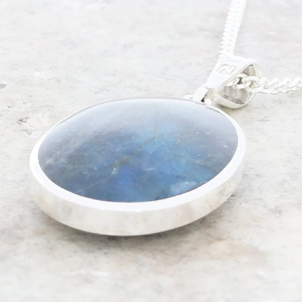 Derbyshire Blue John Large Oval Reversible Pendant and Chain