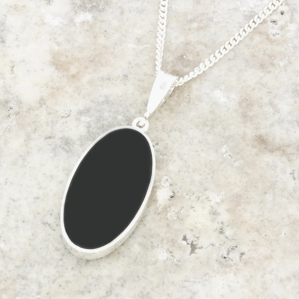 Derbyshire Blue John Large Oval Reversible Pendant and Chain