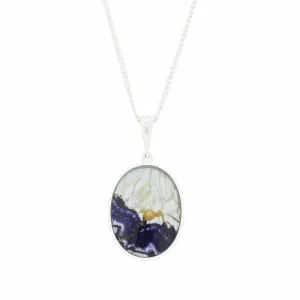 Derbyshire Blue John Large Oval Reversible Pendant and Chain