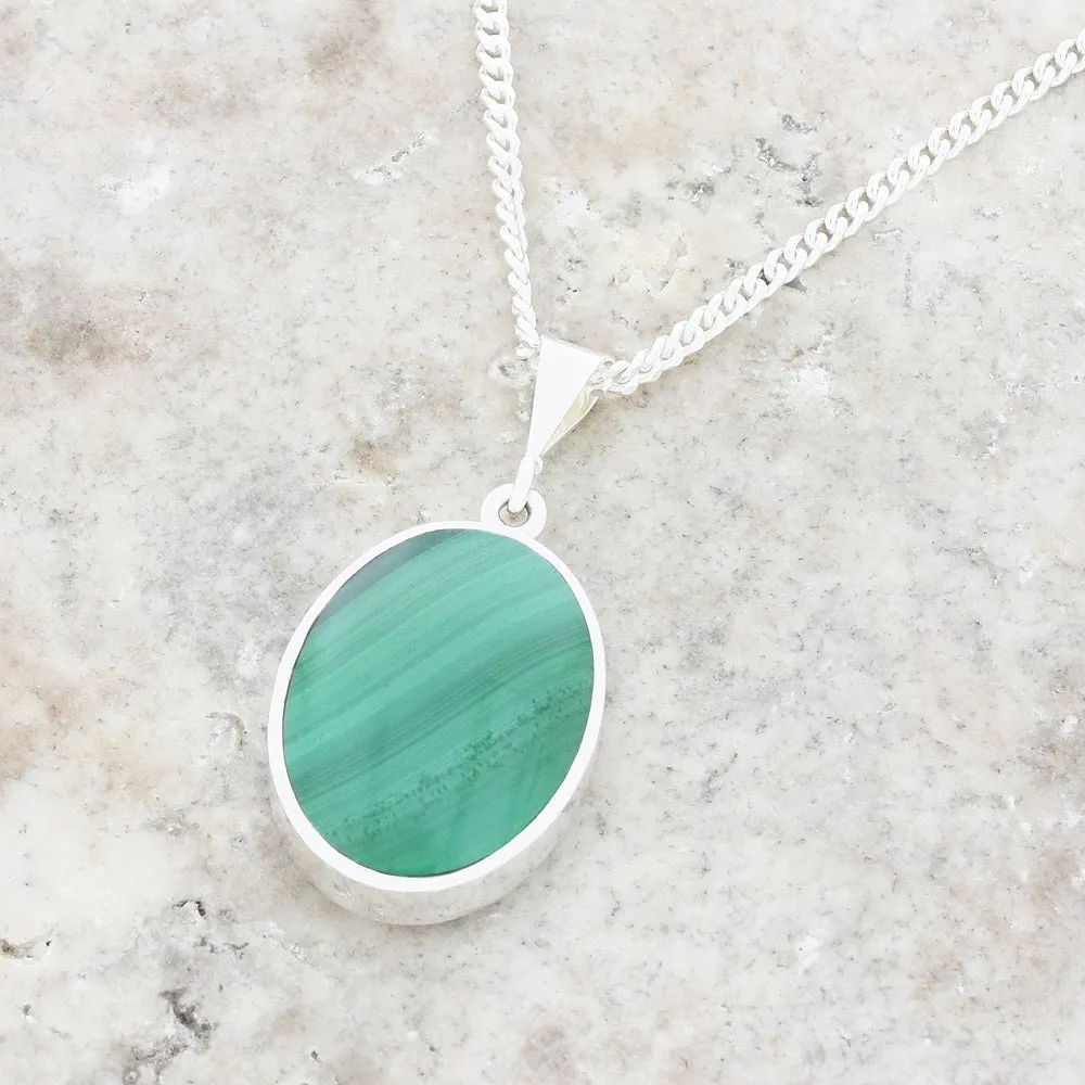 Derbyshire Blue John Medium Oval Reversible Pendant and Chain
