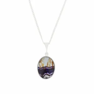 Derbyshire Blue John Medium Oval Reversible Pendant and Chain