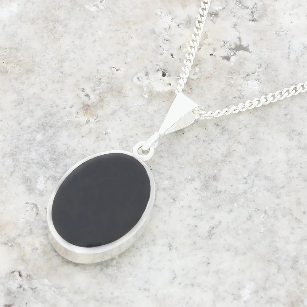Derbyshire Blue John Oval Shape Reversible Pendant and Chain