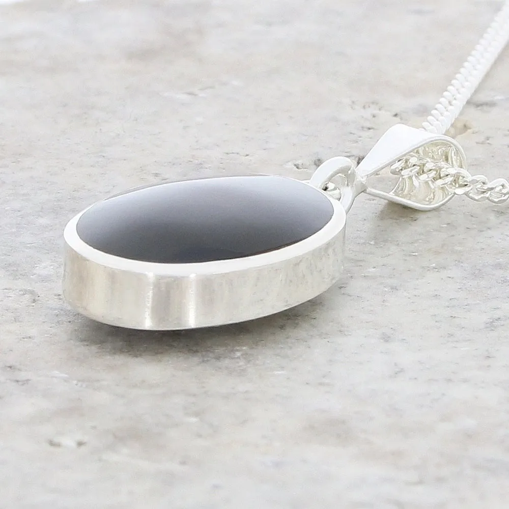 Derbyshire Blue John Oval Shape Reversible Pendant and Chain