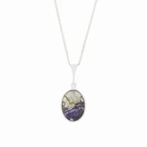 Derbyshire Blue John Oval Shape Reversible Pendant and Chain