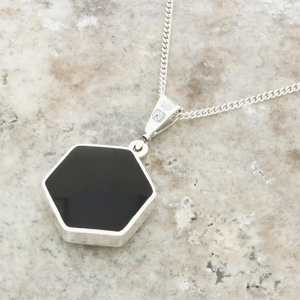 Derbyshire Blue John Reversible Hexagonal Pendant And Chain