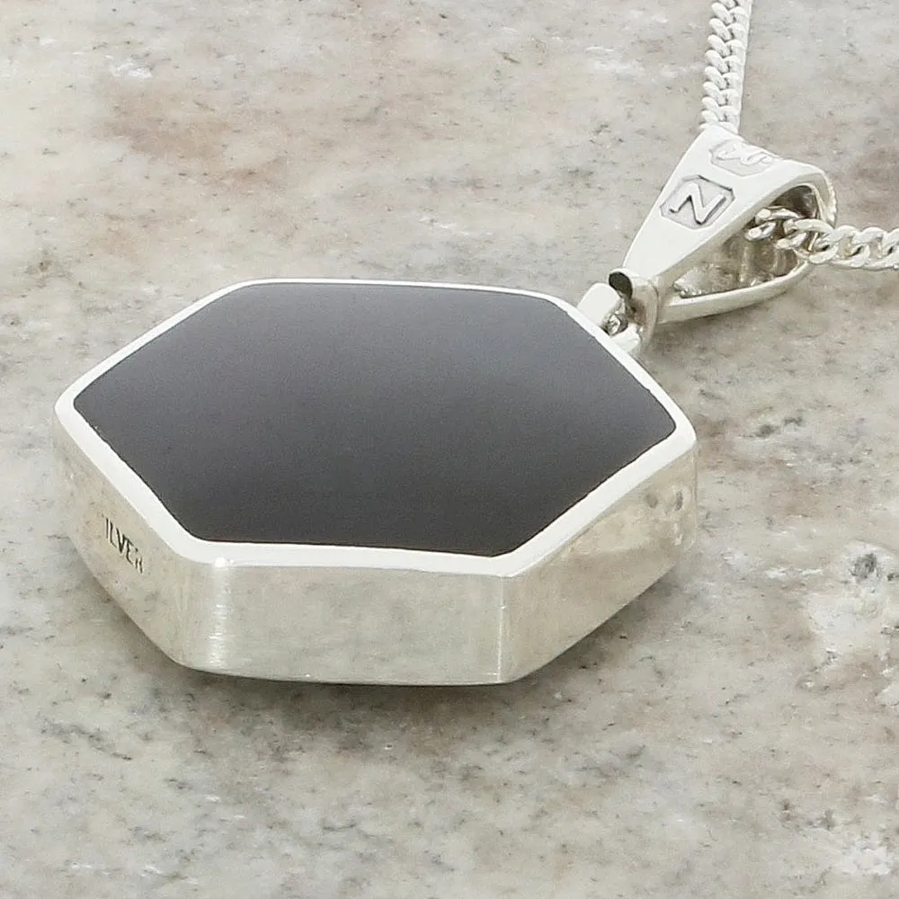 Derbyshire Blue John Reversible Hexagonal Pendant And Chain
