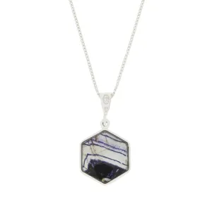 Derbyshire Blue John Reversible Hexagonal Pendant And Chain