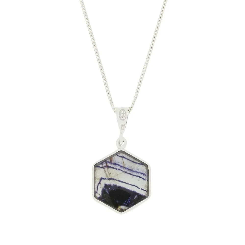 Derbyshire Blue John Reversible Hexagonal Pendant And Chain