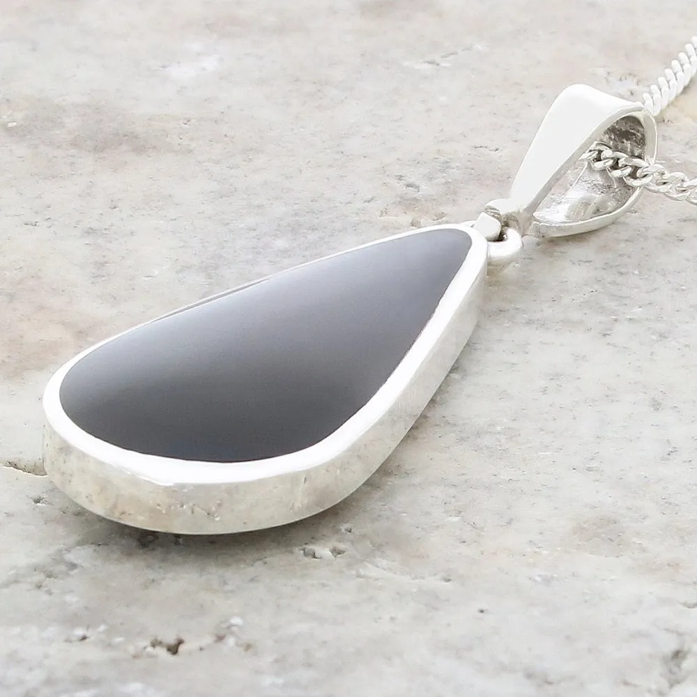Derbyshire Blue John Slim Pear Shape Reversible Pendant And Chain