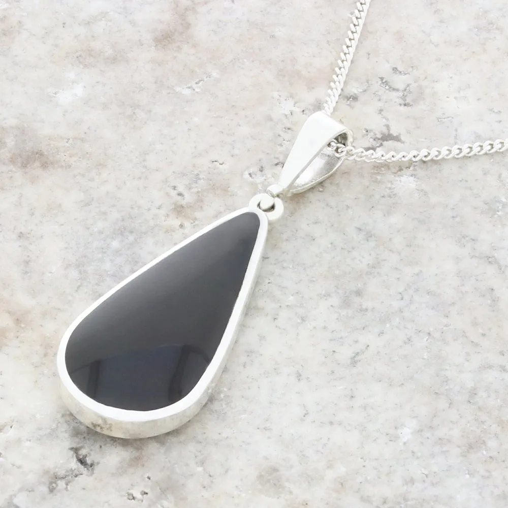 Derbyshire Blue John Slim Pear Shape Reversible Pendant And Chain