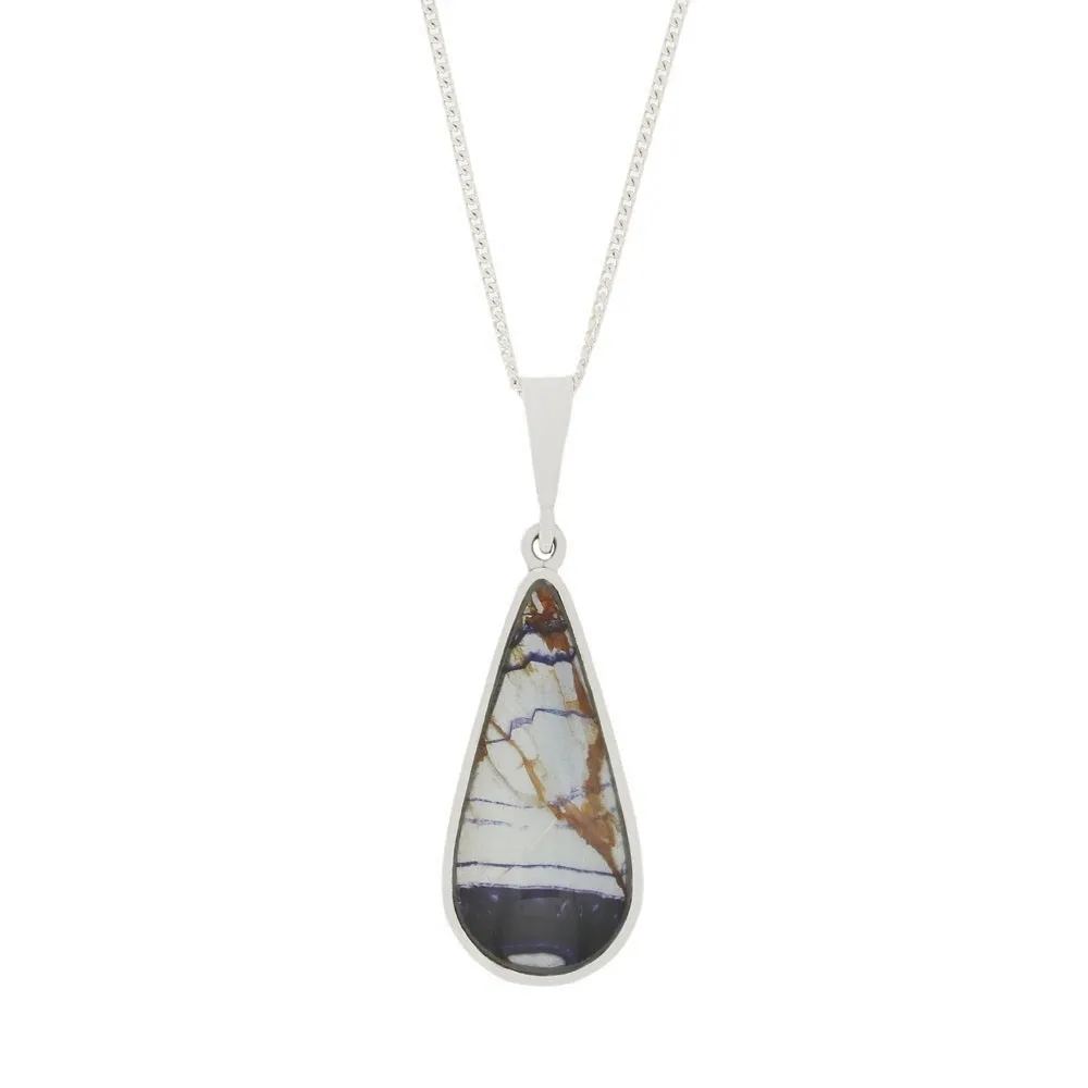Derbyshire Blue John Slim Pear Shape Reversible Pendant And Chain