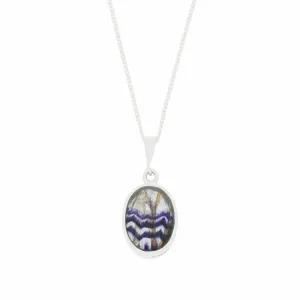 Derbyshire Blue John Small Oval Reversible Pendant and Chain