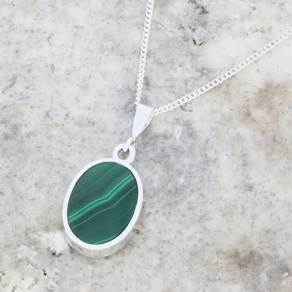 Derbyshire Blue John Small Oval Reversible Pendant and Chain