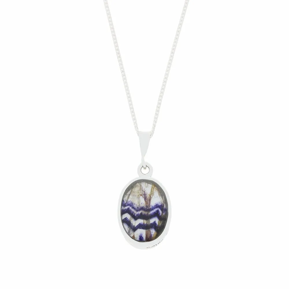 Derbyshire Blue John Small Oval Reversible Pendant and Chain