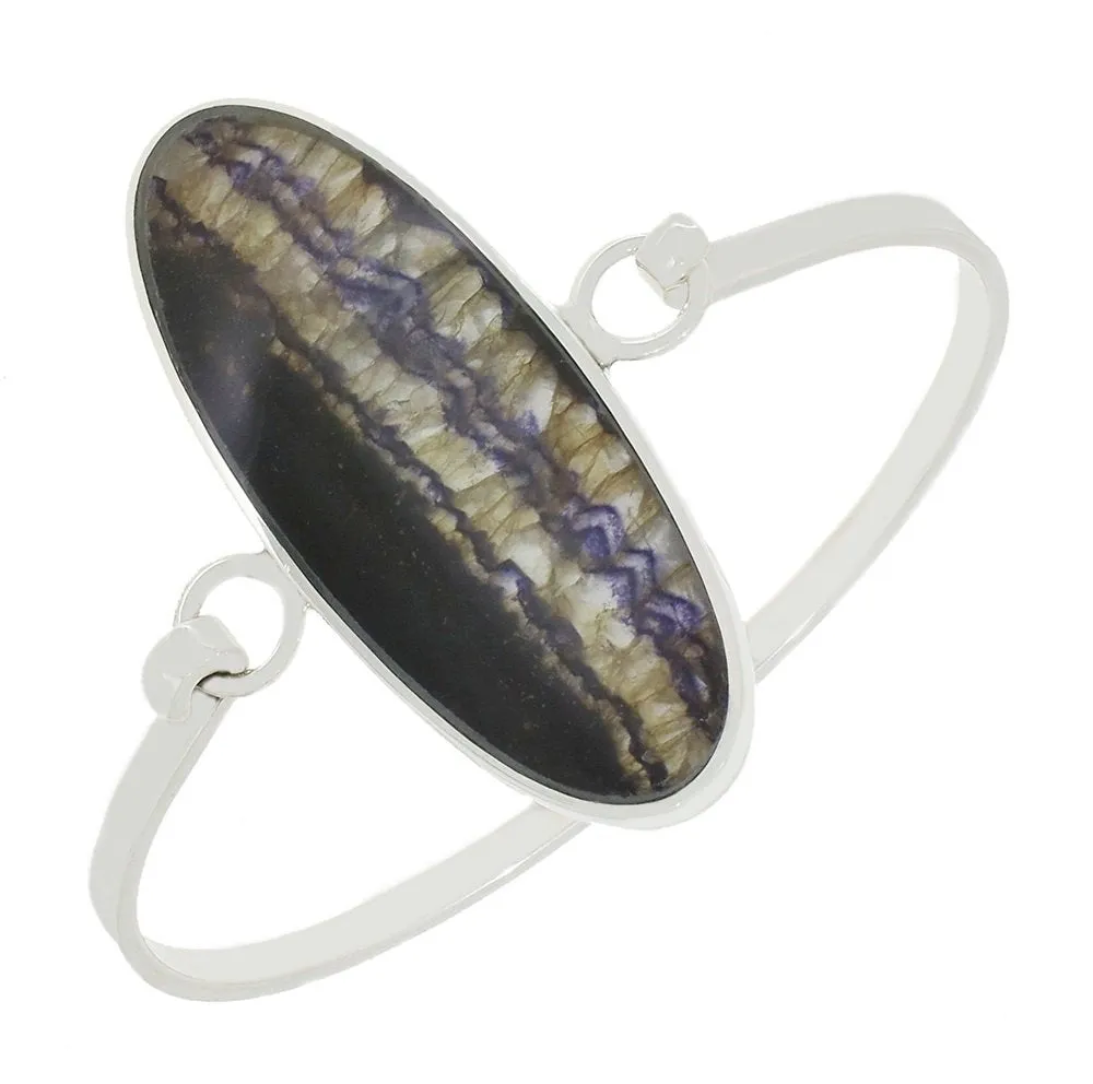 Derbyshire Blue John Sterling Silver Large Oval Bangle