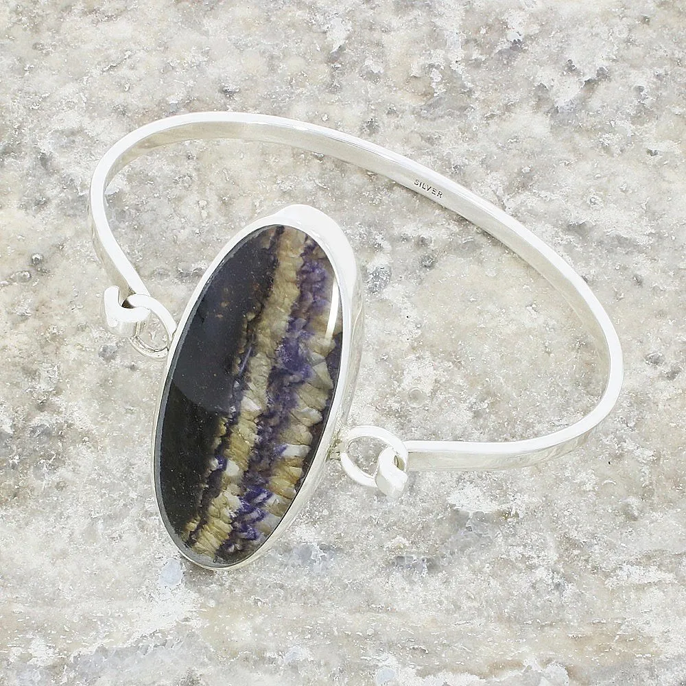 Derbyshire Blue John Sterling Silver Large Oval Bangle