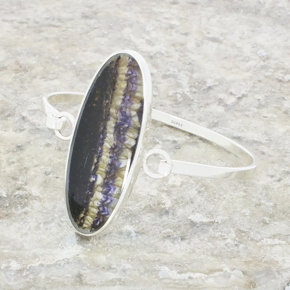 Derbyshire Blue John Sterling Silver Large Oval Bangle