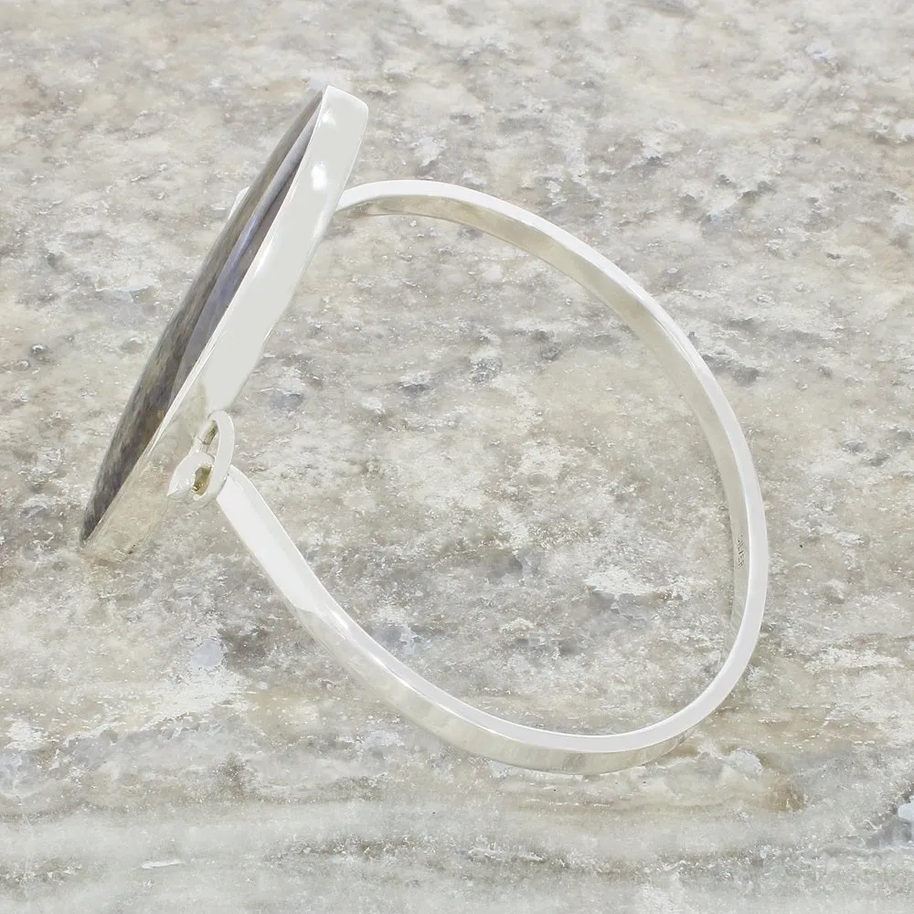 Derbyshire Blue John Sterling Silver Large Oval Bangle