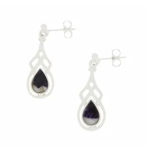 Derbyshire Blue John Sterling Silver Pear Shape Celtic Drop Earrings