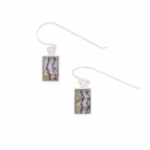 Derbyshire Blue John Sterling Silver Rectangular Drop Earrings